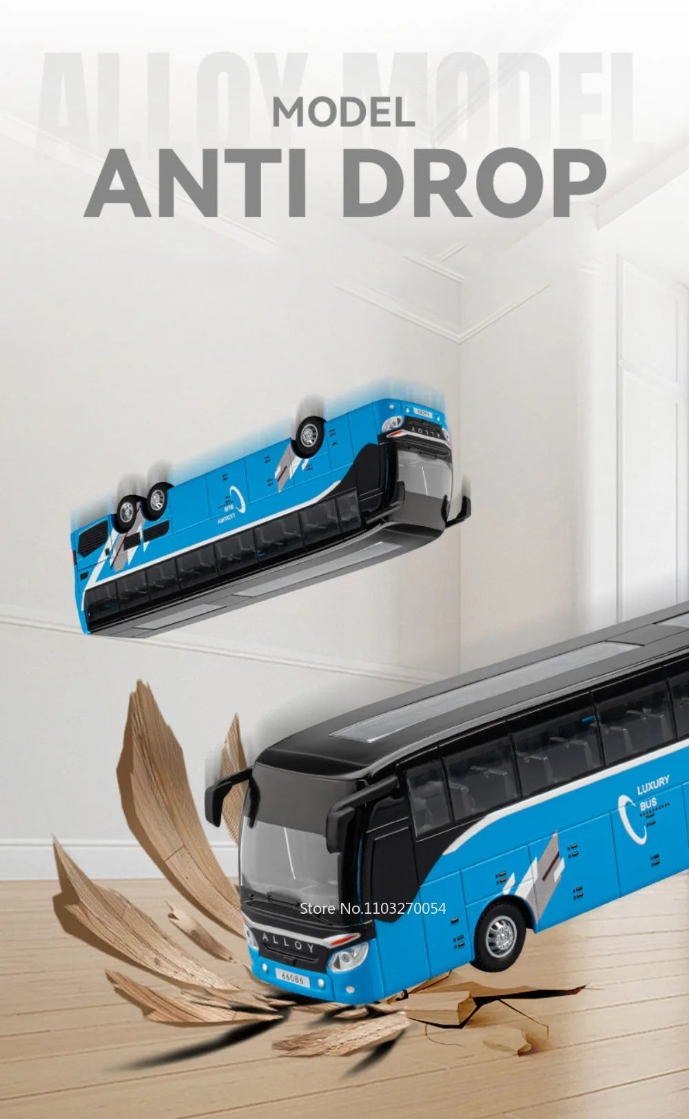 Business Single Decker Bus Alloy Models Doors Opened with Sound Light Pull Back Bus