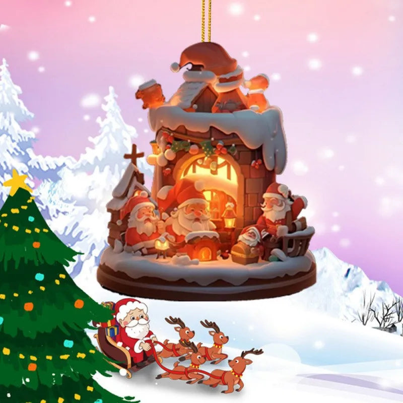 New Santa Claus Pendant Party Christmas Tree Ornament Hanging Keychain