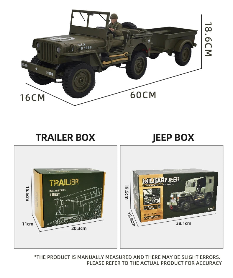 JJRC C8815 RC Car 1941 JEEP WILLYS 2.4G 4WD RTR Military Truck Off-Road Vehicle