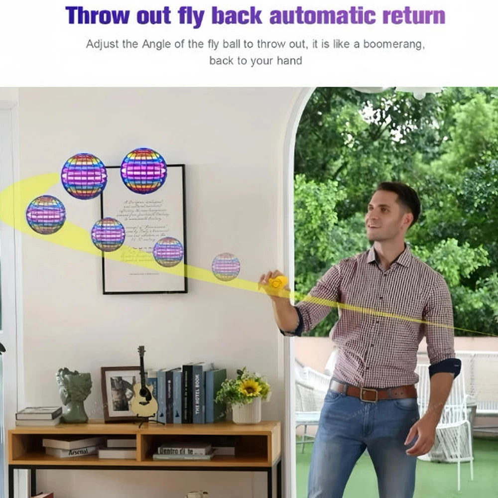 Flying ball, automatic spinning ball, LED dazzling lights, floating magic, fan, UFO flying machine