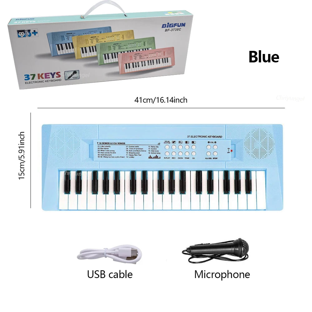 37 Keys Electronic Piano Keyboards with Microphone Rechargeable Education Toys Musical Instrument
