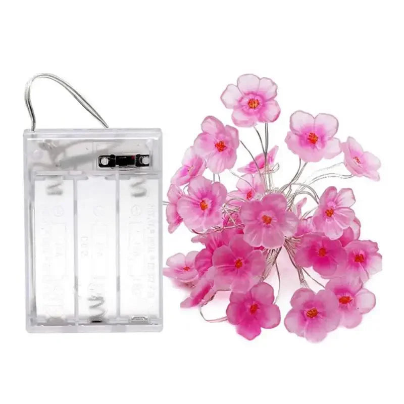 Cherry Blossom String Light Garland Artificial Flower for Christmas Wedding Party Bedroom Decoration