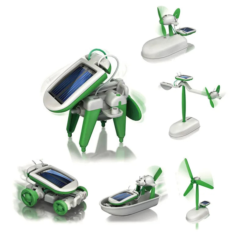 6-In-1 Solar-Power Robot Kit Assembling Ship Fan Windmill Car Toys Scientific Lab -Educational Gadgets
