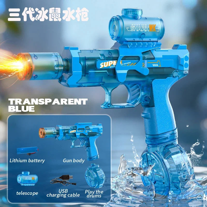 Simulated Firing and Recoil Electric Water Gun Toys Children Automatic Sensor Lights Water Pistol Kids Toy