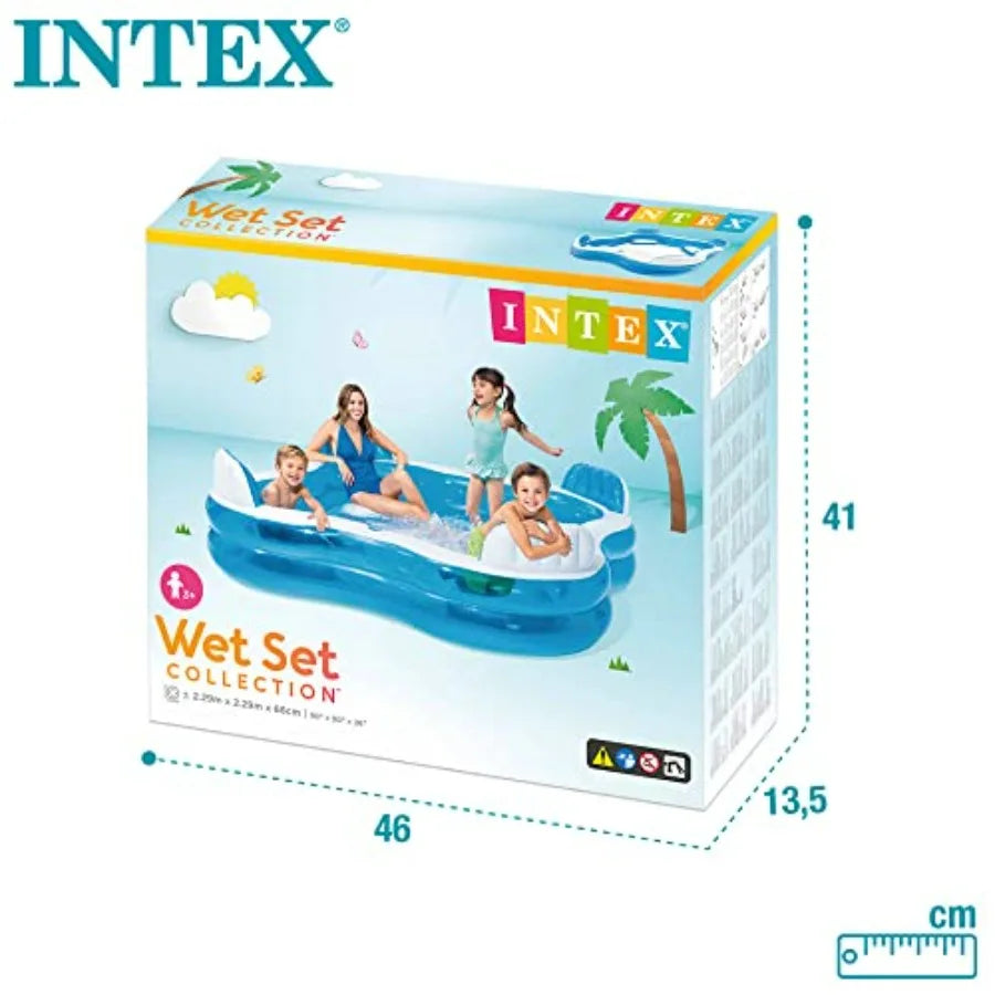 Swimming Pool 90 X 90 X 26 for Ages 3+ Swim Center Family Lounge Durable PVC Material Blue Color Easy Setup and Storage
