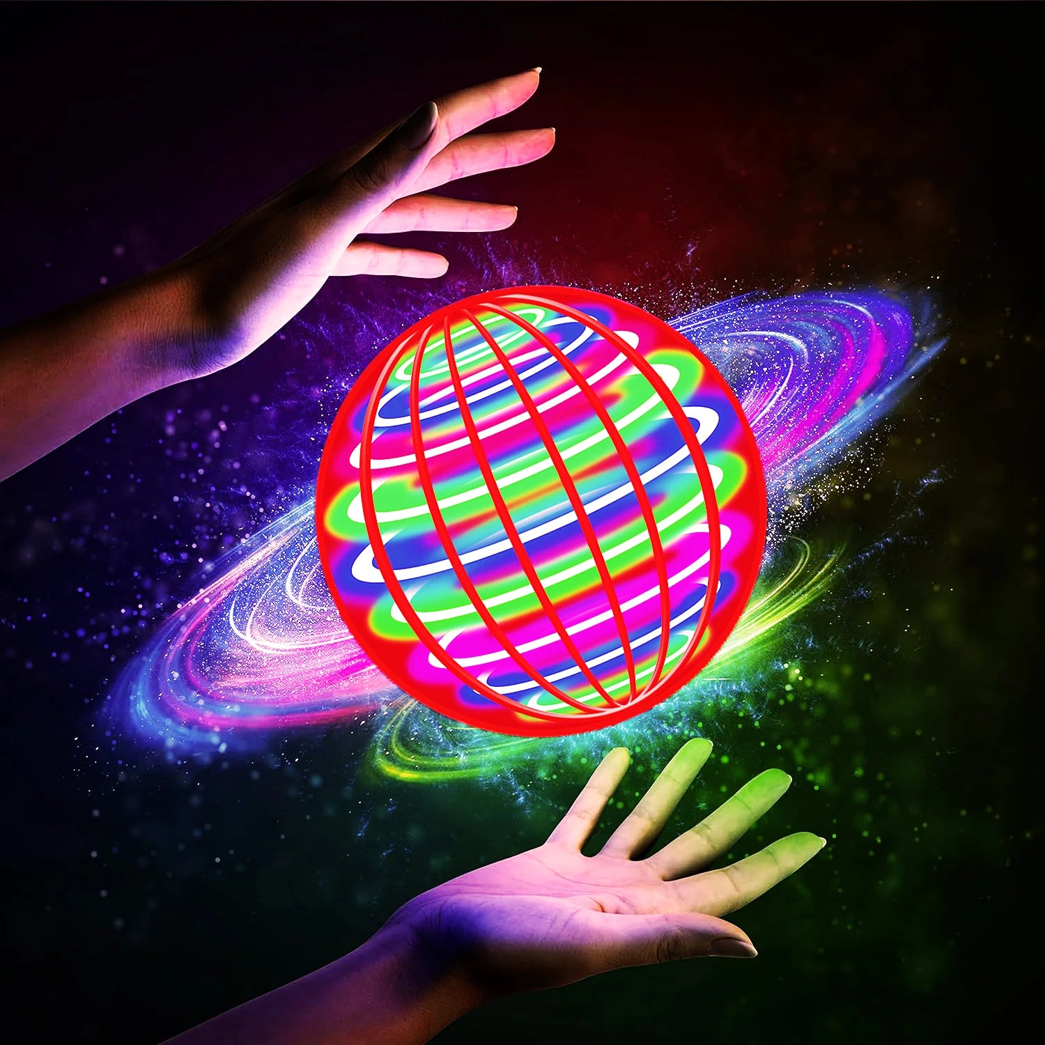 Flying ball, automatic spinning ball, LED dazzling lights, floating magic, fan, UFO flying machine