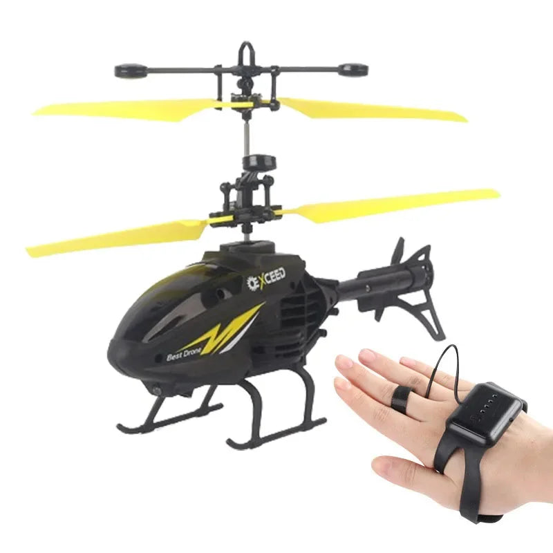 Helicopter with Lighting Rechargeable Mini RC Drone | Watch Wrist Hand Controlled Induction Aircraft Impact Resistant