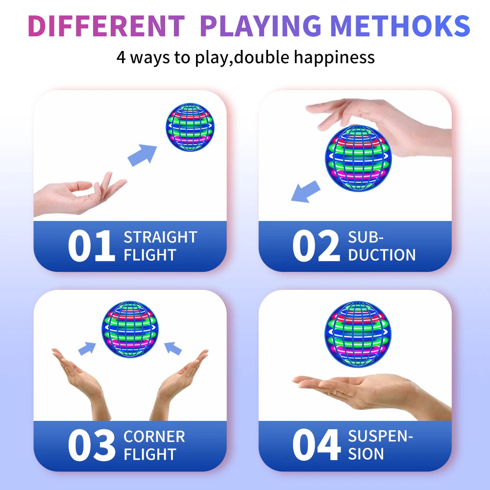 Flying ball, automatic spinning ball, LED dazzling lights, floating magic, fan, UFO flying machine