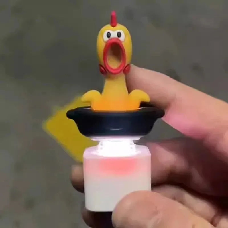 2PCS Funny Screaming Chicken Keychain Sound Light Press Button