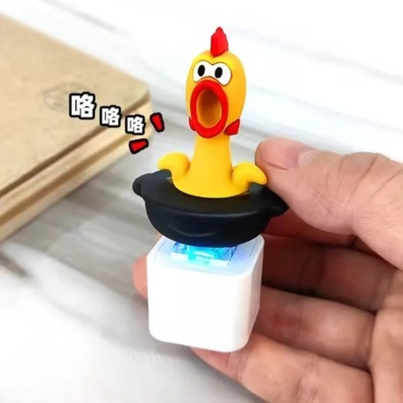 2PCS Funny Screaming Chicken Keychain Sound Light Press Button