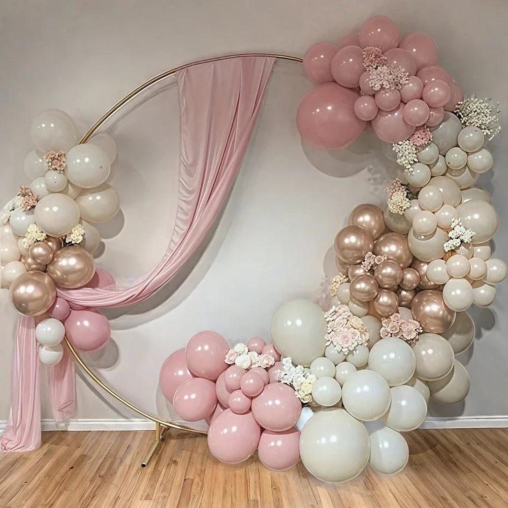 32/52/62pcs Macaron Pink Retro Sand White Champagne Golden Balloons Set For Birthday,Party,Wedding
