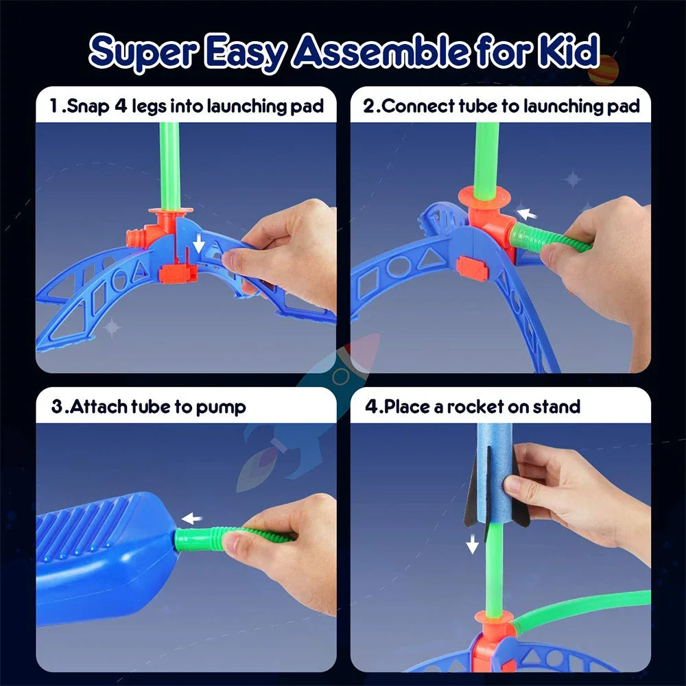 Air Powered Rocket Launcher Game | Kids Outdoor Rocket Foot Pump Outdoor Air Pressing Soaring Rocket Suit Jumps
