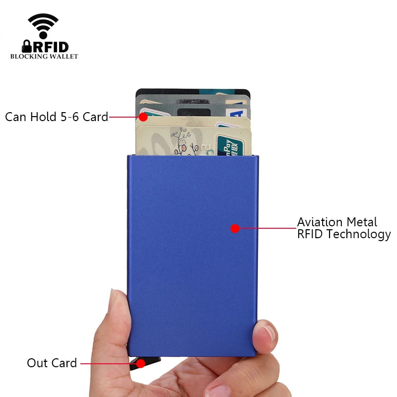 Smart Wallet Card Holder Metal Thin Slim Men Women Wallets