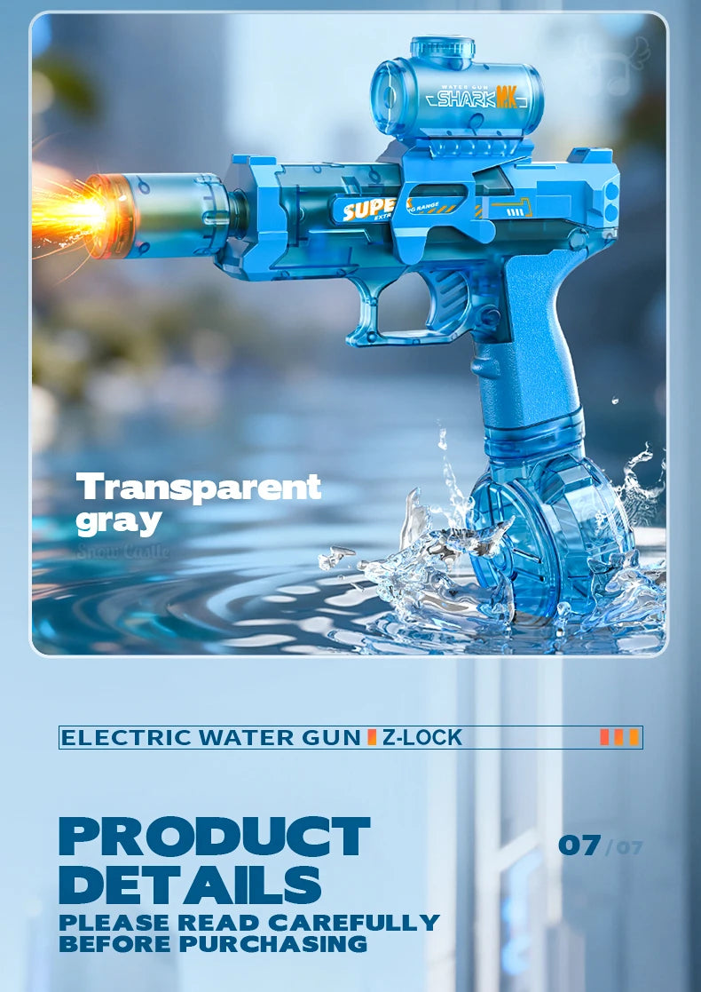 Simulated Firing and Recoil Electric Water Gun Toys Children Automatic Sensor Lights Water Pistol Kids Toy