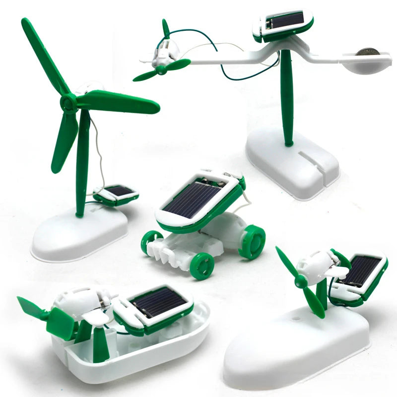 6-In-1 Solar-Power Robot Kit Assembling Ship Fan Windmill Car Toys Scientific Lab -Educational Gadgets
