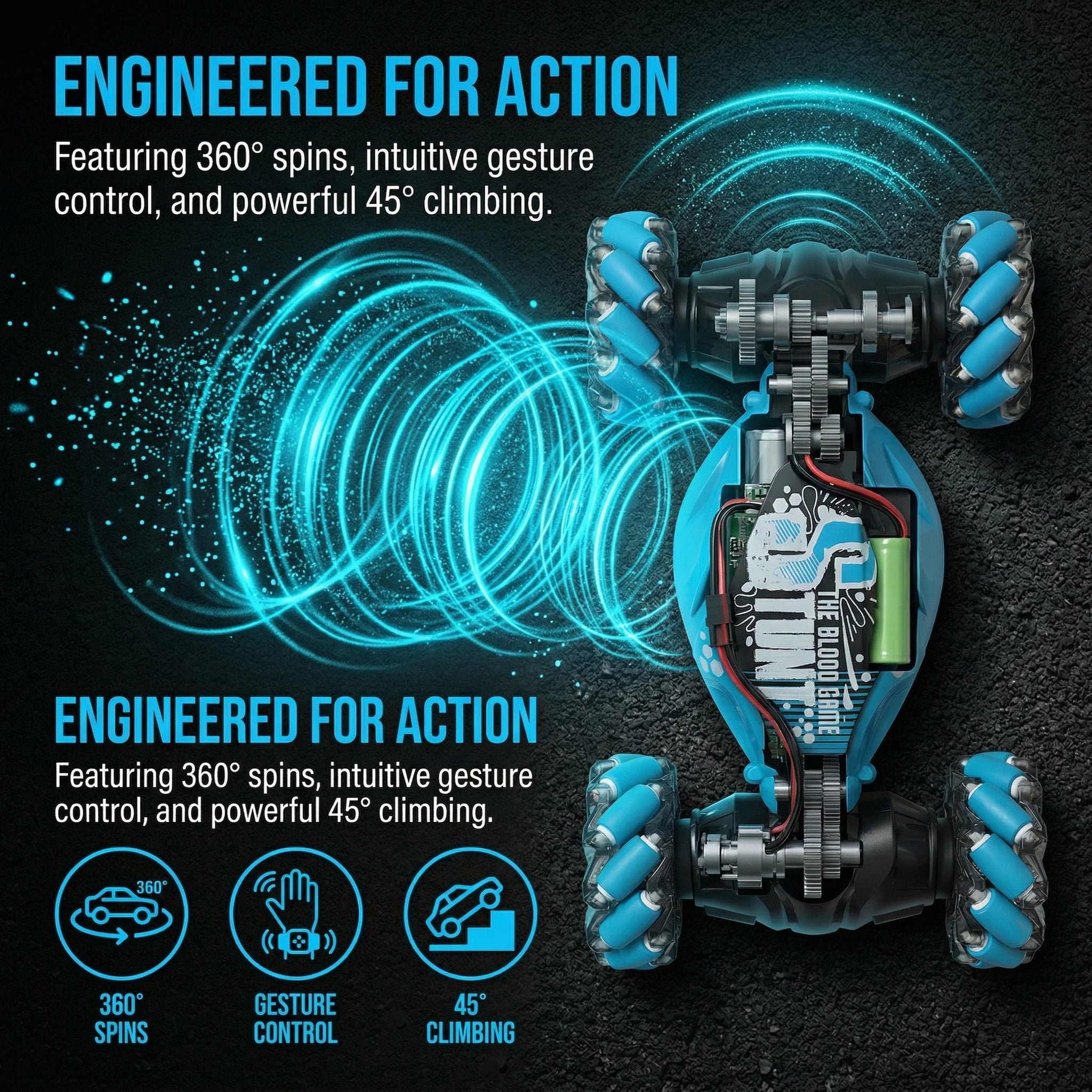 New Arrival Off-Road Climbing RC Toy Car | Gesture Sensing Deformable Remote Control Car, 4WD Stunt Twist