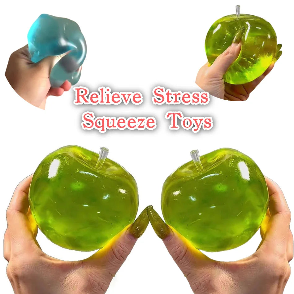 Squishy Green Apple Stress Ball Soft Fidget Sensory Toy for ADHD Autism Slow Rebound Squeeze Toy