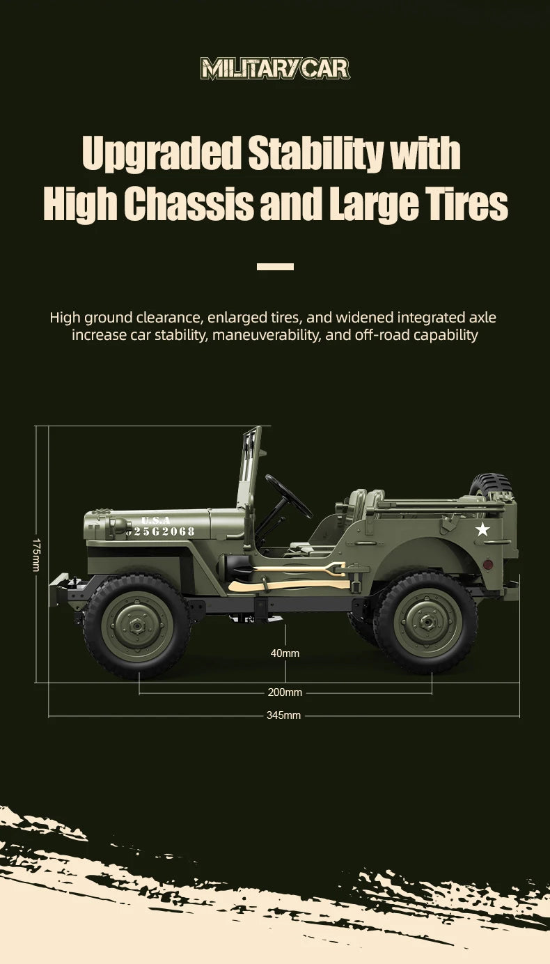 JJRC C8815 RC Car 1941 JEEP WILLYS 2.4G 4WD RTR Military Truck Off-Road Vehicle