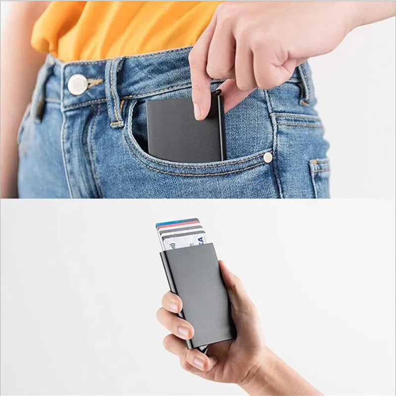 Smart Wallet Card Holder Metal Thin Slim Men Women Wallets