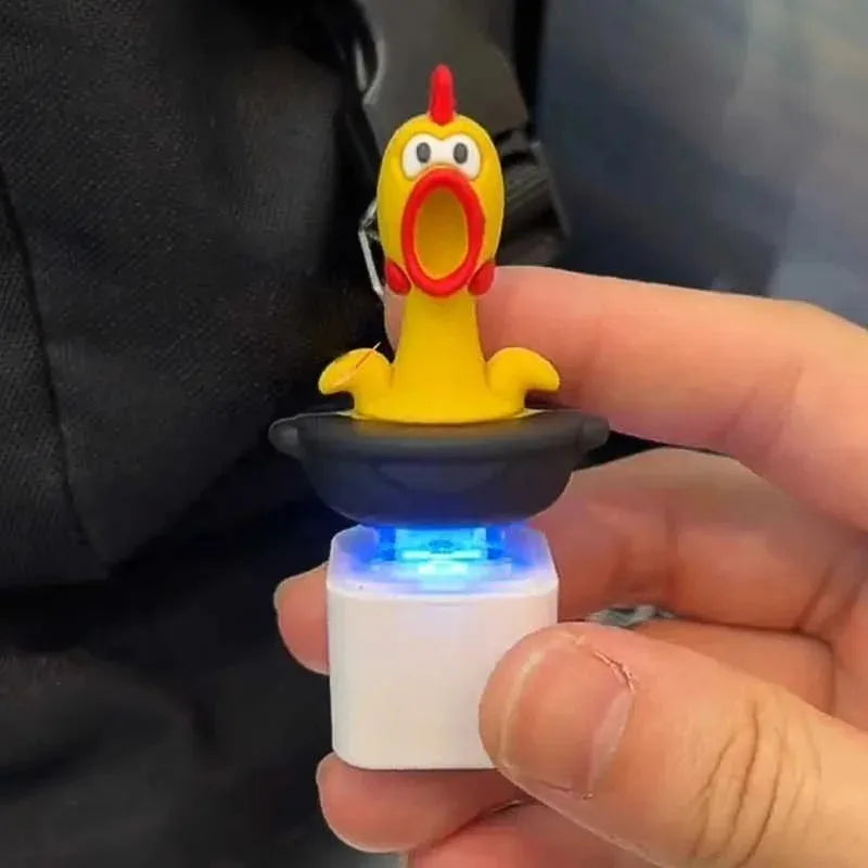 2PCS Funny Screaming Chicken Keychain Sound Light Press Button