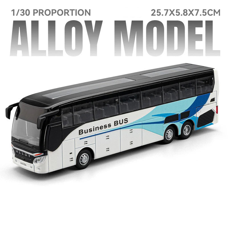 Business Single Decker Bus Alloy Models Doors Opened with Sound Light Pull Back Bus