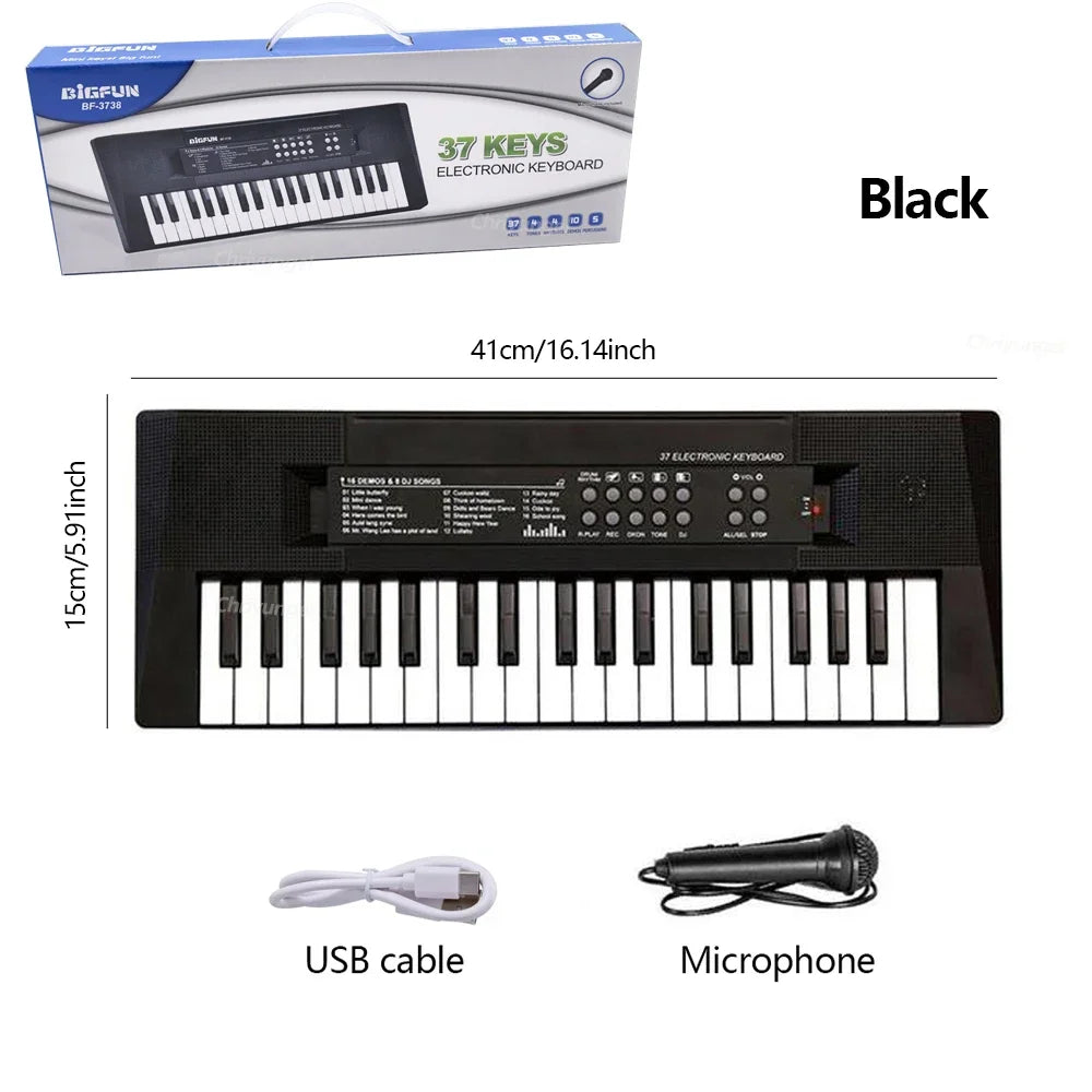 37 Keys Electronic Piano Keyboards with Microphone Rechargeable Education Toys Musical Instrument