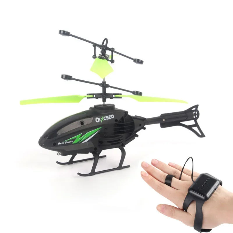 Helicopter with Lighting Rechargeable Mini RC Drone | Watch Wrist Hand Controlled Induction Aircraft Impact Resistant