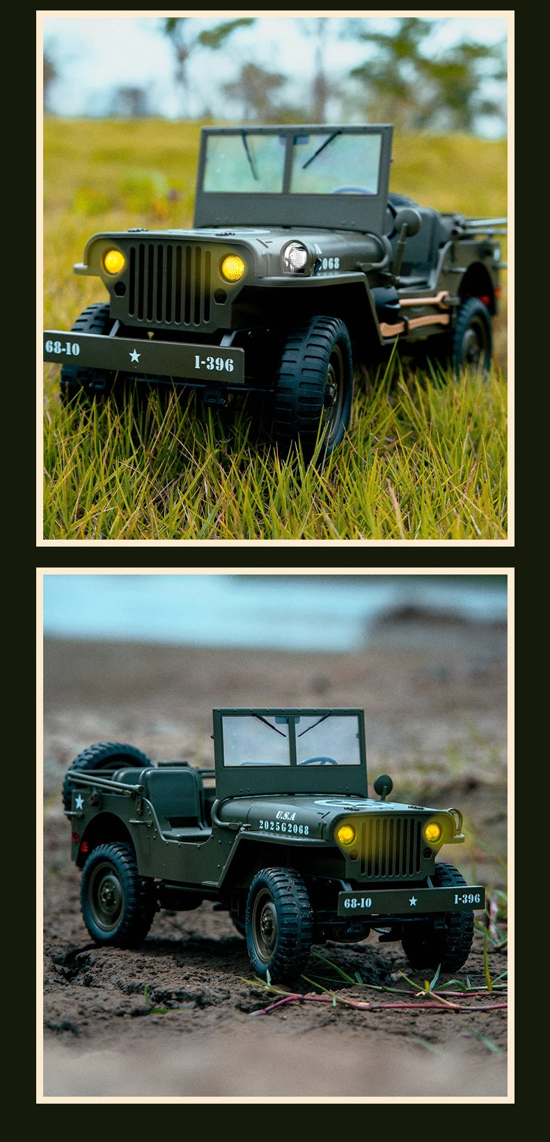 JJRC C8815 RC Car 1941 JEEP WILLYS 2.4G 4WD RTR Military Truck Off-Road Vehicle