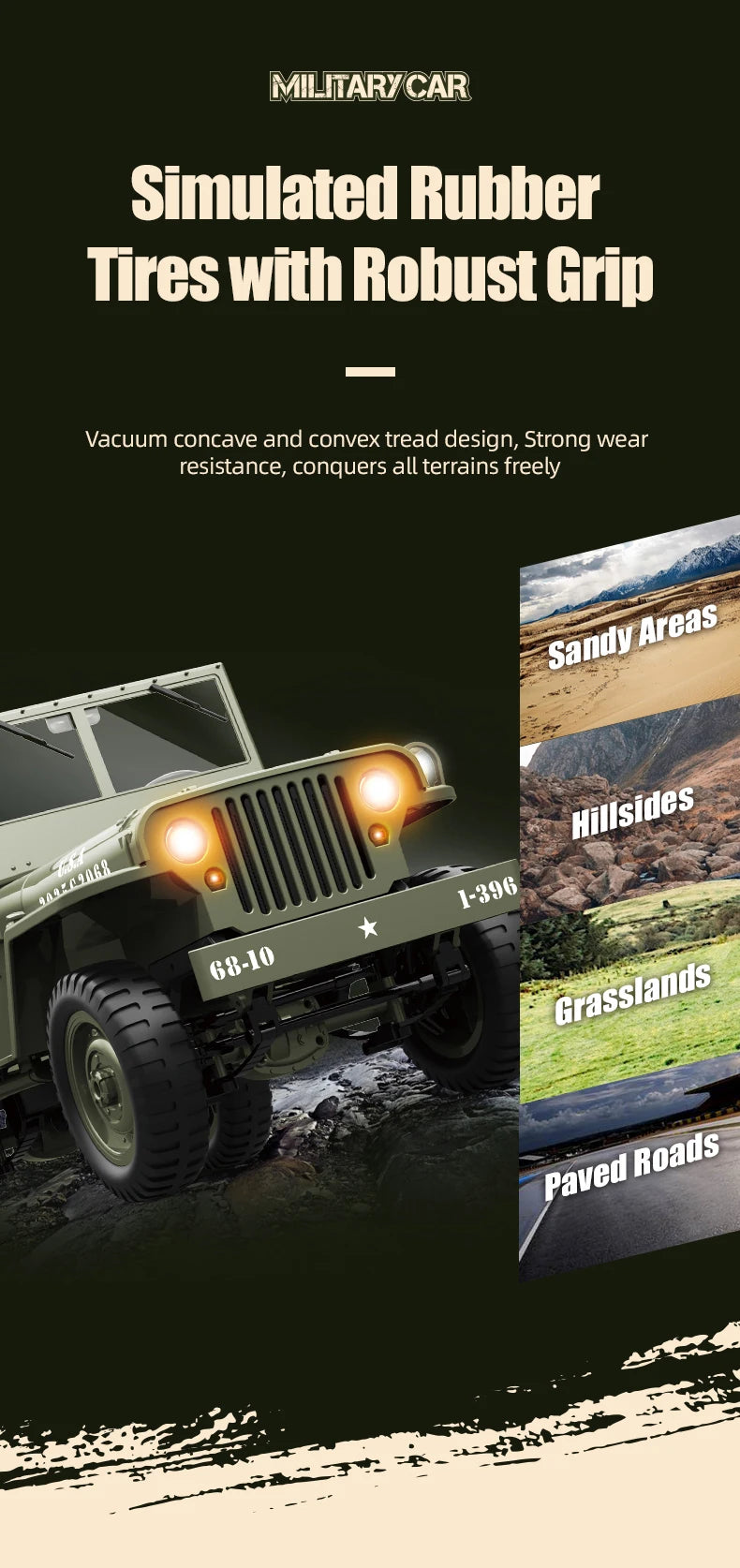 JJRC C8815 RC Car 1941 JEEP WILLYS 2.4G 4WD RTR Military Truck Off-Road Vehicle