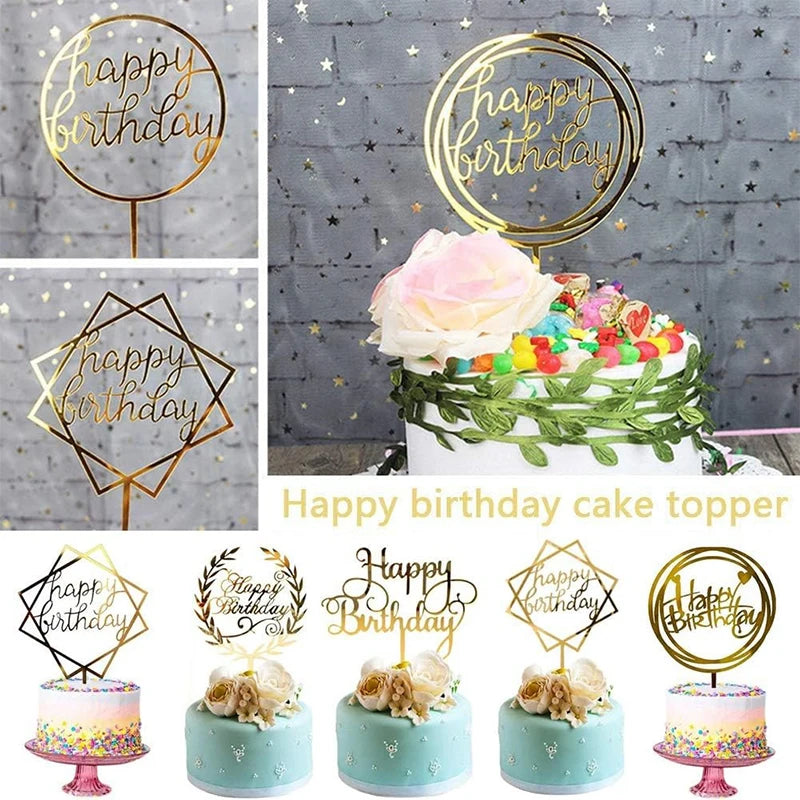 Happy Birthday Cake Topper 10pcs Acrylic Letter Cake
