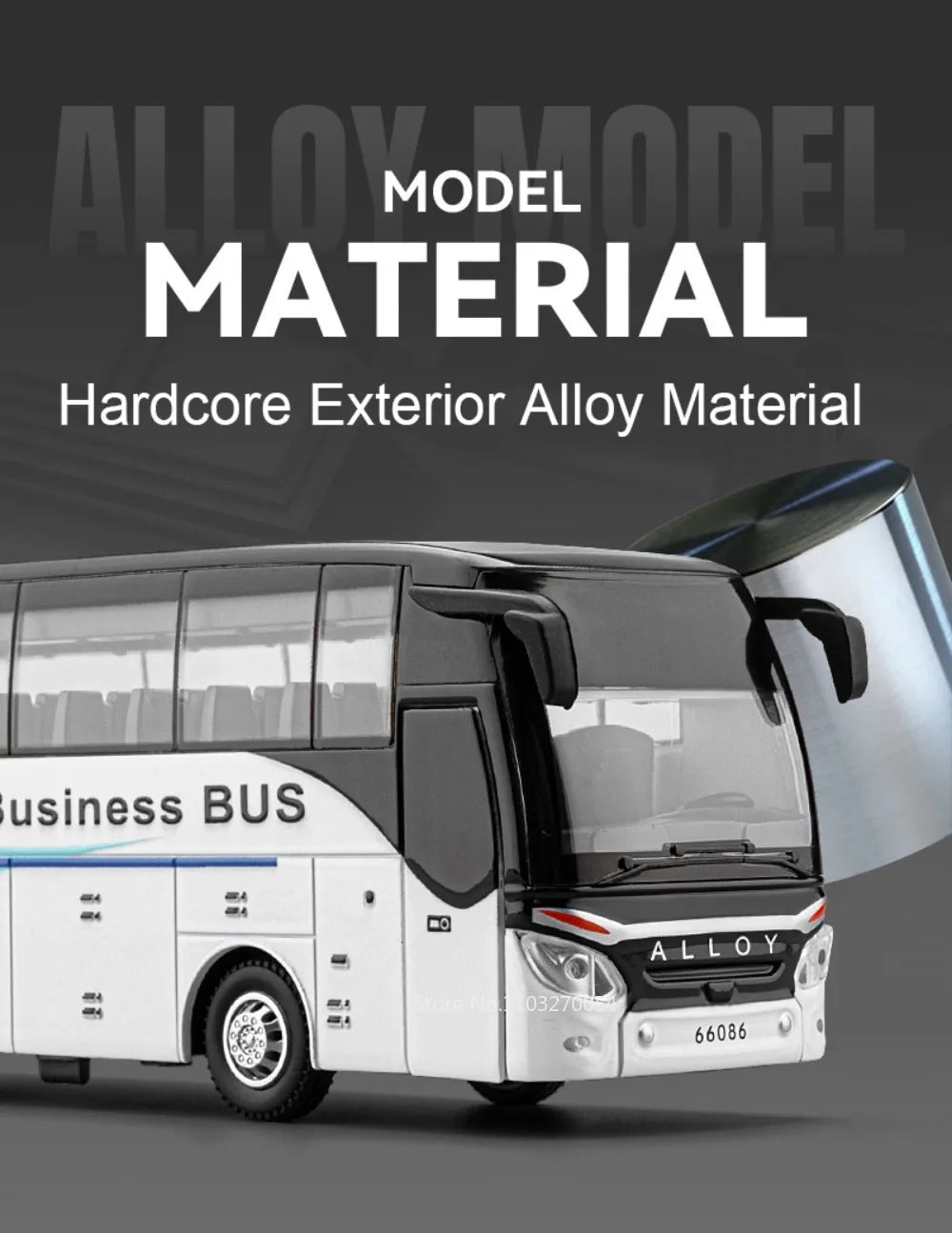 Business Single Decker Bus Alloy Models Doors Opened with Sound Light Pull Back Bus