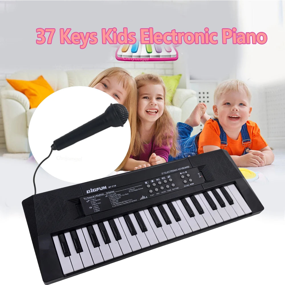 37 Keys Electronic Piano Keyboards with Microphone Rechargeable Education Toys Musical Instrument