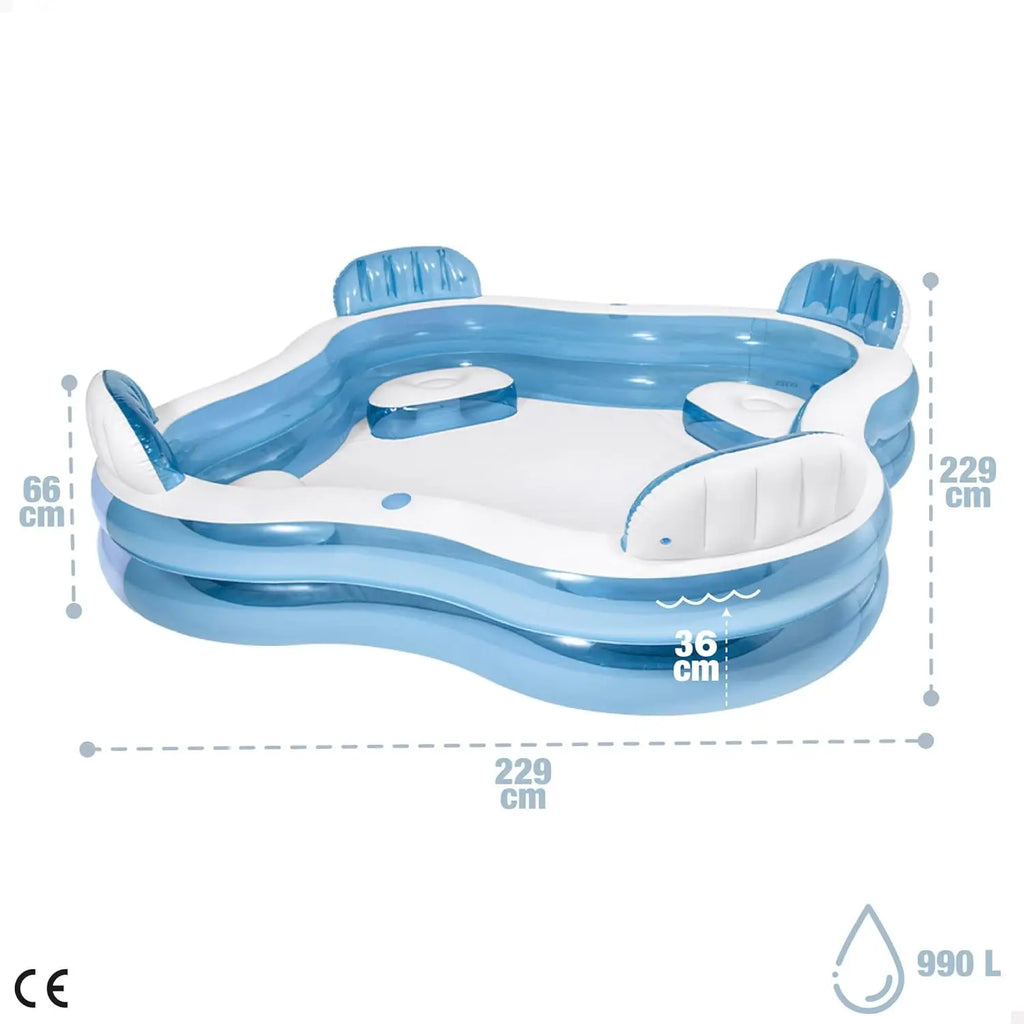 Swimming Pool 90 X 90 X 26 for Ages 3+ Swim Center Family Lounge Durable PVC Material Blue Color Easy Setup and Storage