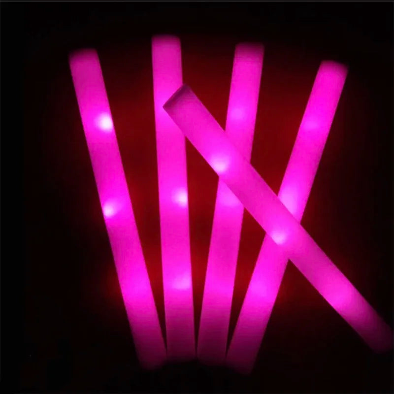 12/15/30/60Pcs Glow Sticks Bulk Colorful RGB LED Glow Foam Stick Cheer Tube Dark Light for Xmas Birthday Wedding Party Supplies