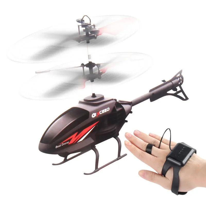 Helicopter with Lighting Rechargeable Mini RC Drone | Watch Wrist Hand Controlled Induction Aircraft Impact Resistant