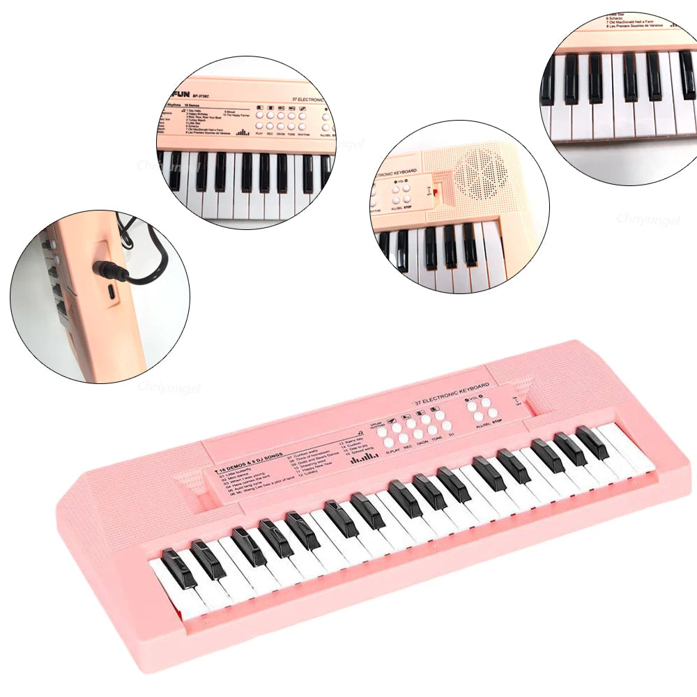 37 Keys Electronic Piano Keyboards with Microphone Rechargeable Education Toys Musical Instrument