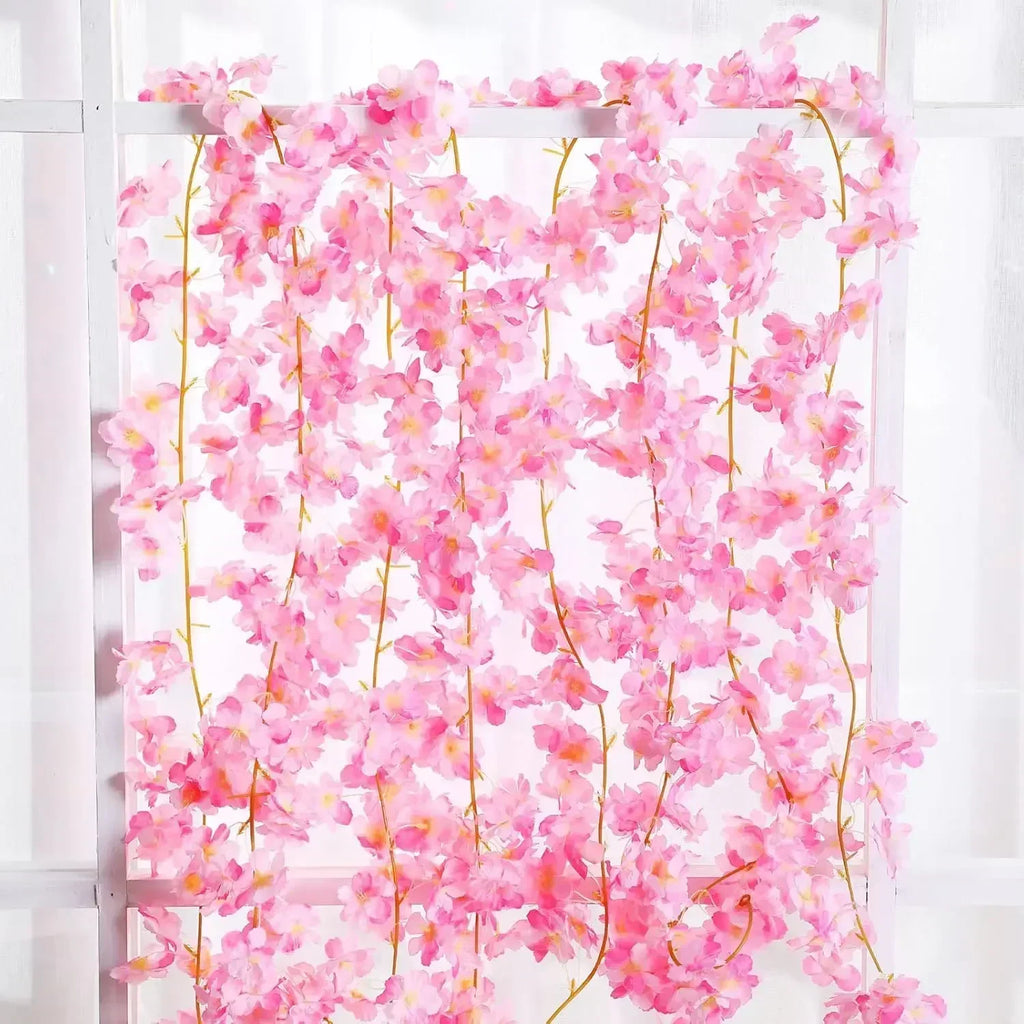 1-10PCS 180m Artificial Cherry Blossom Garland Fake Flower Vine Wall Decoration Wedding Party