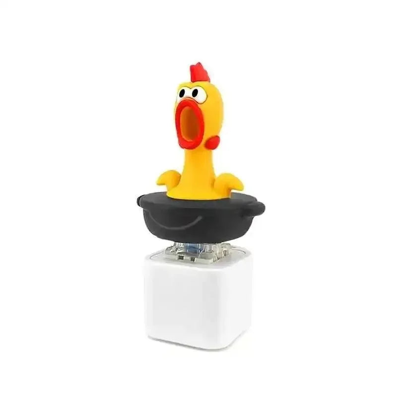 2PCS Funny Screaming Chicken Keychain Sound Light Press Button