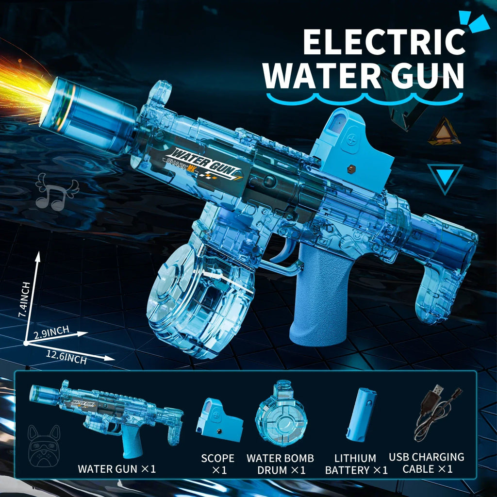 Simulated Firing and Recoil Electric Water Gun Toys Children Automatic Sensor Lights Water Pistol Kids Toy
