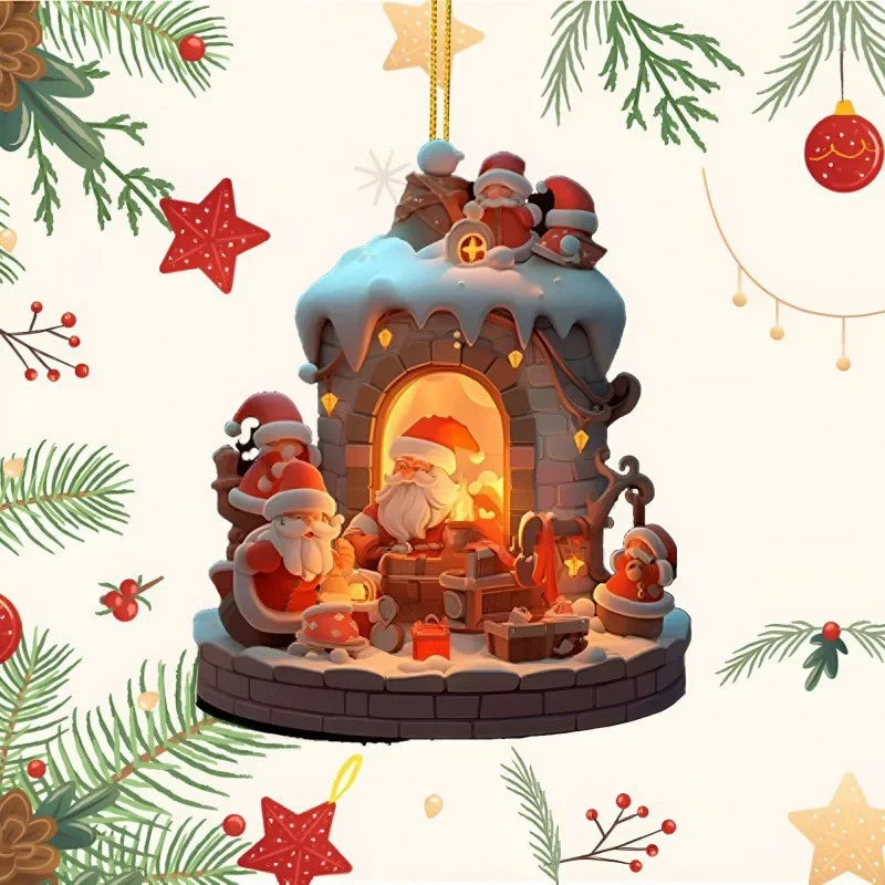 New Santa Claus Pendant Party Christmas Tree Ornament Hanging Keychain