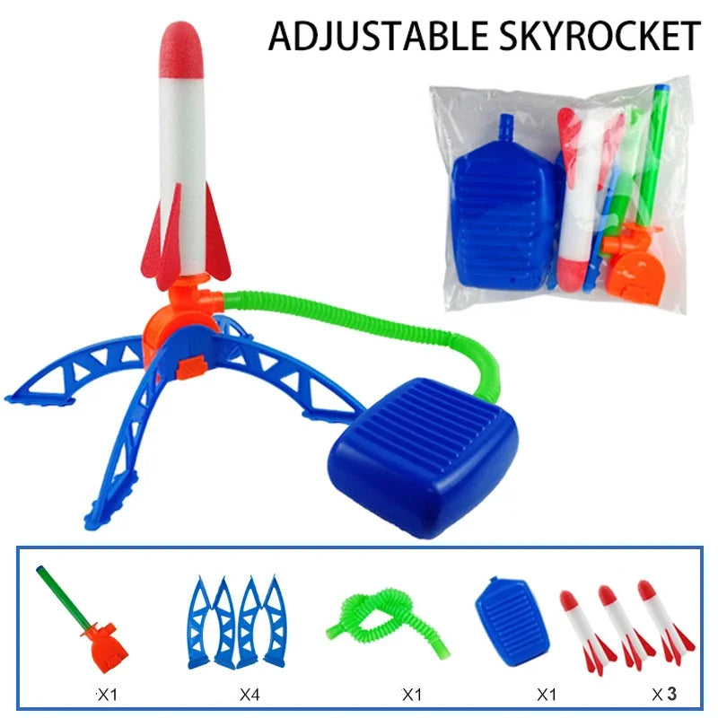 Air Powered Rocket Launcher Game | Kids Outdoor Rocket Foot Pump Outdoor Air Pressing Soaring Rocket Suit Jumps
