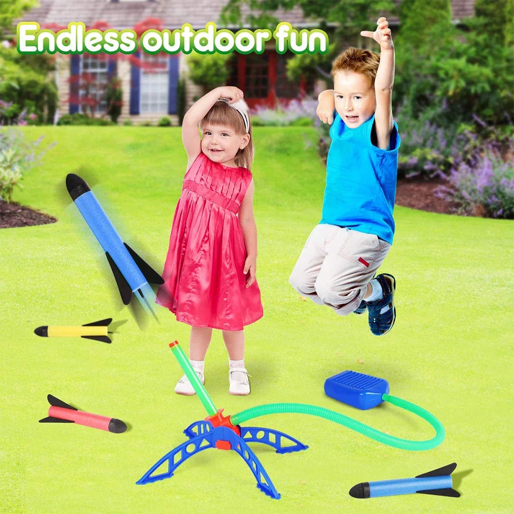 Air Powered Rocket Launcher Game | Kids Outdoor Rocket Foot Pump Outdoor Air Pressing Soaring Rocket Suit Jumps
