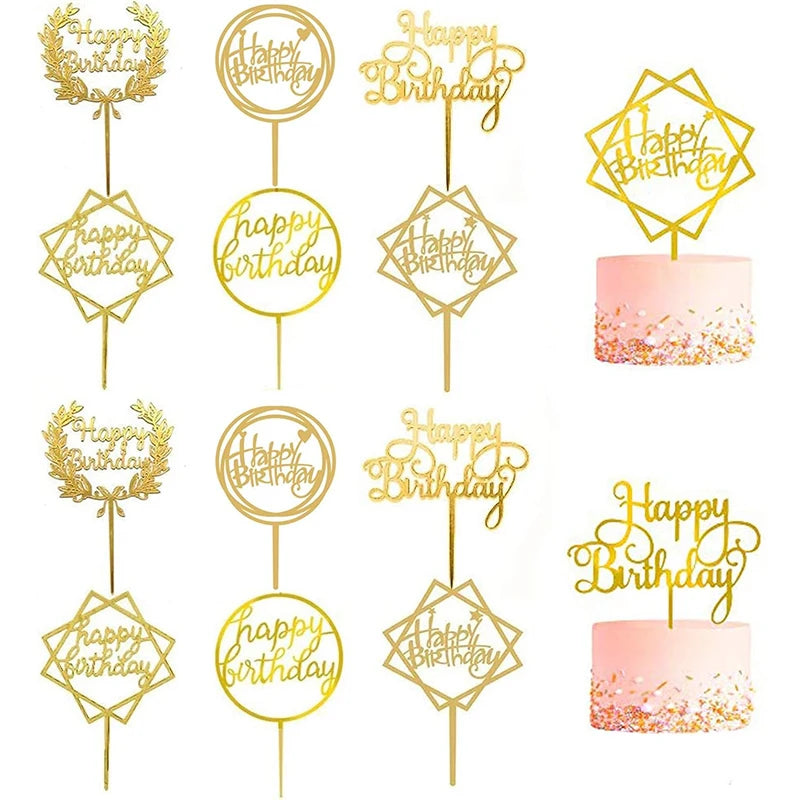 Happy Birthday Cake Topper 10pcs Acrylic Letter Cake