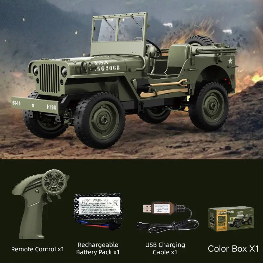 JJRC C8815 RC Car 1941 JEEP WILLYS 2.4G 4WD RTR Military Truck Off-Road Vehicle