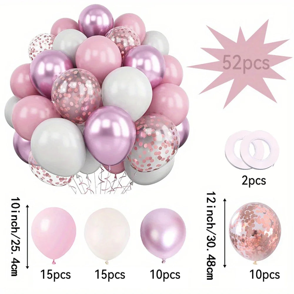 32/52/62pcs Macaron Pink Retro Sand White Champagne Golden Balloons Set For Birthday,Party,Wedding