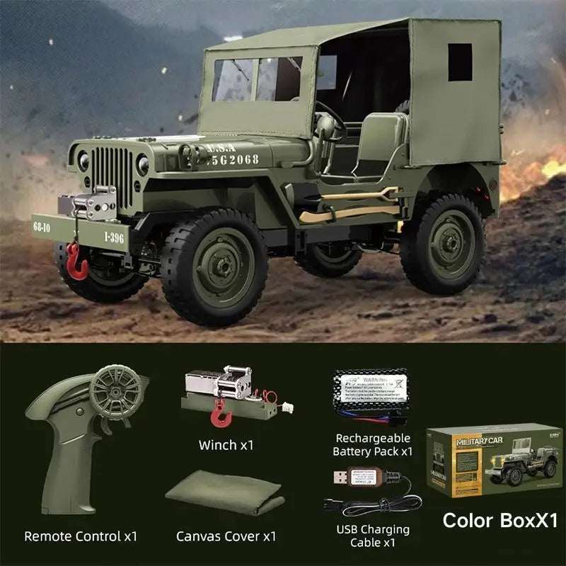 JJRC C8815 RC Car 1941 JEEP WILLYS 2.4G 4WD RTR Military Truck Off-Road Vehicle