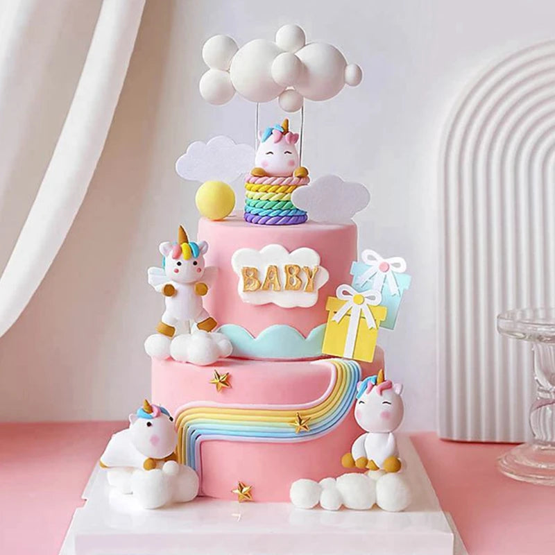 Rainbow Unicorn Cake Decoration Birthday Unicorn Gifts for Children and Kids