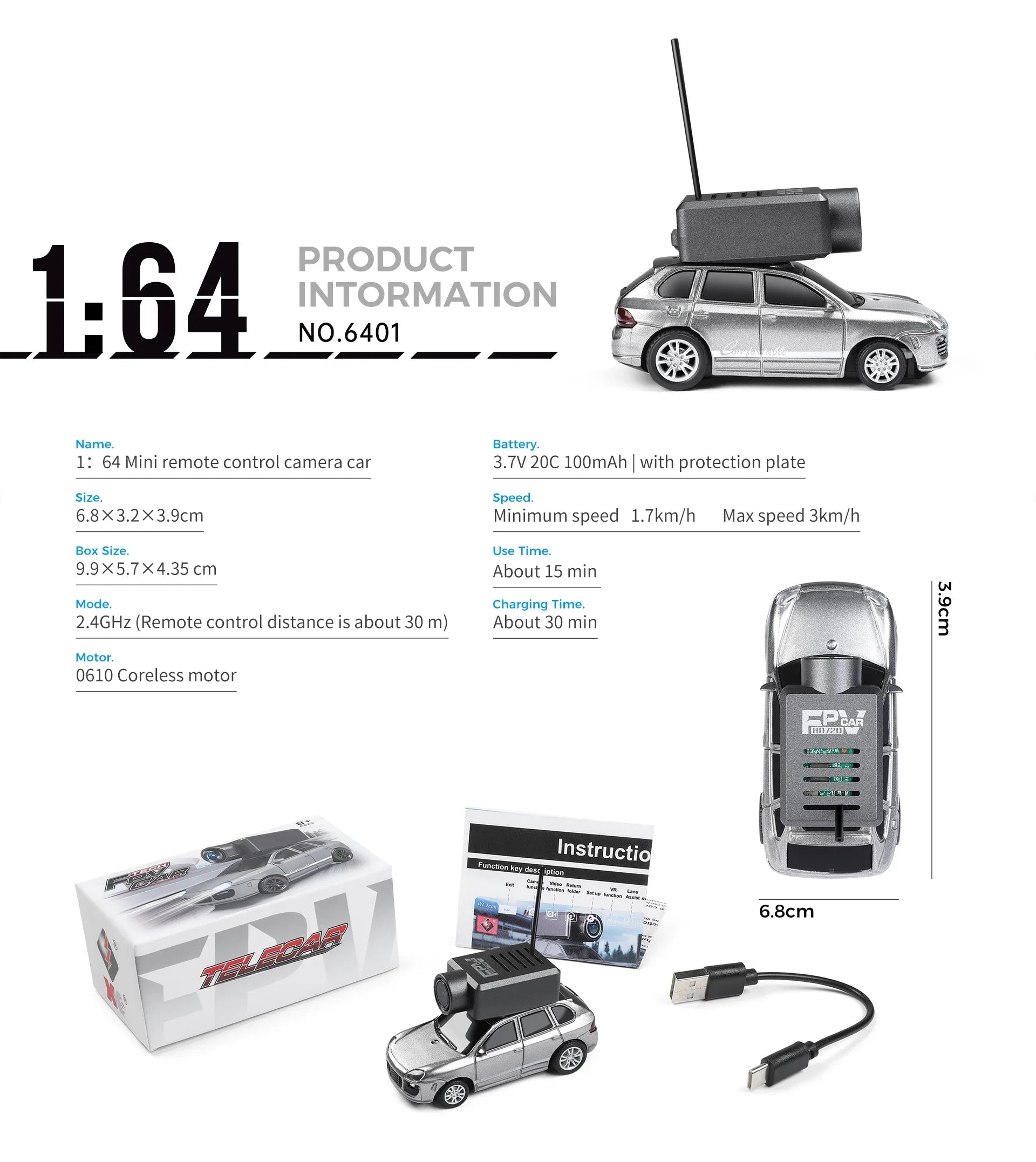 Mini RC Cars 1:64 with 720P FPV Camera, Wifi APP Control 2026 New Model