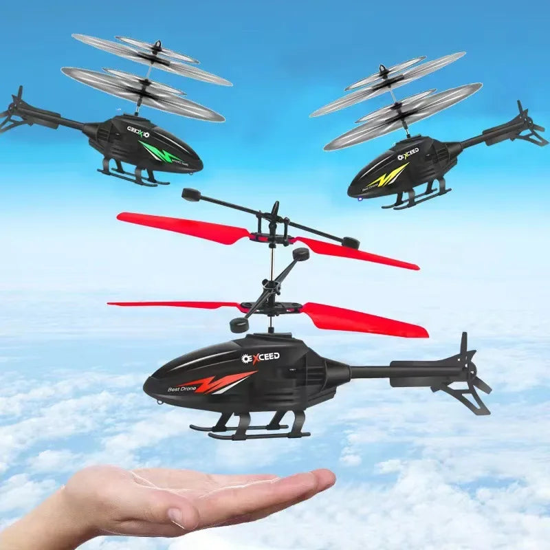 Helicopter with Lighting Rechargeable Mini RC Drone | Watch Wrist Hand Controlled Induction Aircraft Impact Resistant