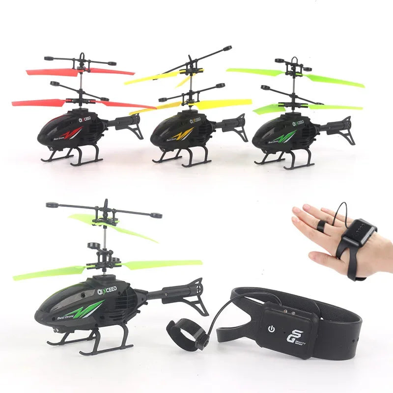 Helicopter with Lighting Rechargeable Mini RC Drone | Watch Wrist Hand Controlled Induction Aircraft Impact Resistant